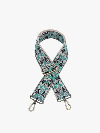 Jen & Co Adjustable Guitar Strap Boho Vine Green/Navy/Teal