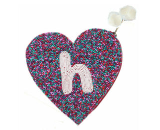 Jane Marie Teal & Red Multi Bead Zipper Coin Purse "H"