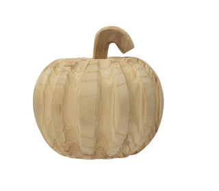 Paulownia Wood  7” Hand Carved Pumpkin