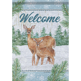 Snowy Woods Shimmer Garden Flag