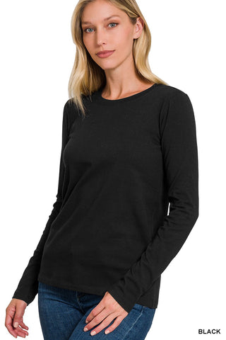 Zenana Crewneck Long Sleeve T-Shirt Black