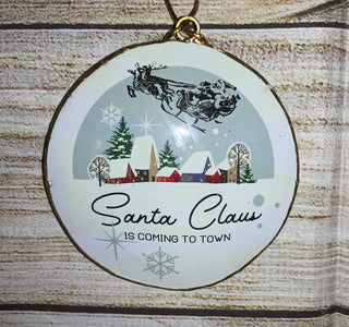 Vintage Santa Disc Ornament Style 1