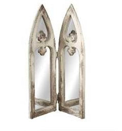 Distressed Arch Folding Mirror