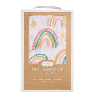 Mudpie Muslin Swaddle Blanket Rainbow