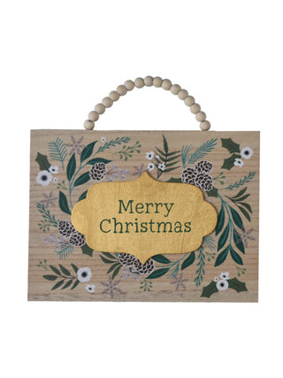 Festive Wood Holiday Print Wall Decor