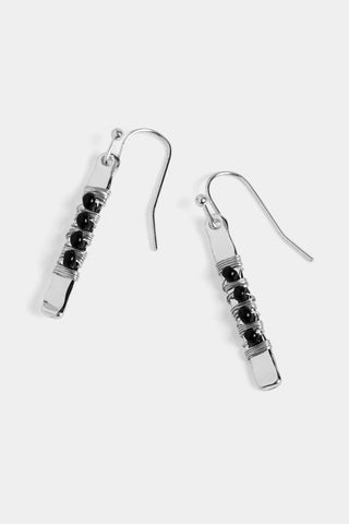 Whispers Bead Bar Wire Wrap Earrings Silver/Black WN004783