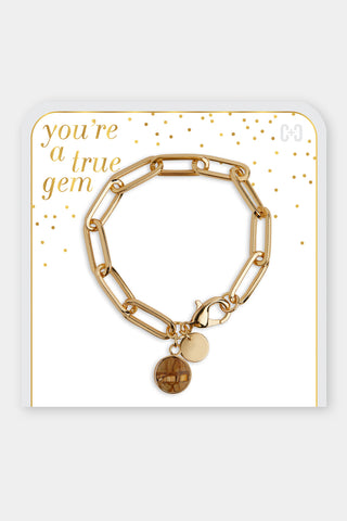 Coco+Carmen You’re a True Gem Paperclip Link Bracelet Natural