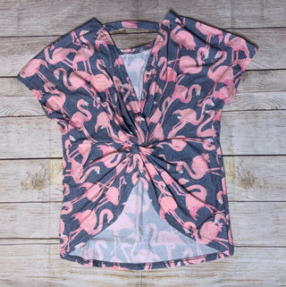 SS Flamingo Knot Back Top