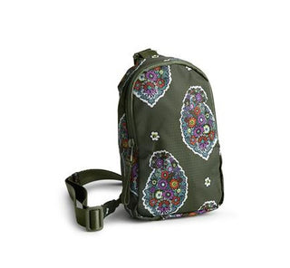 Vera Bradley Ripstop Polyester Small Lorman Sling Backpack Kew Gardens Green