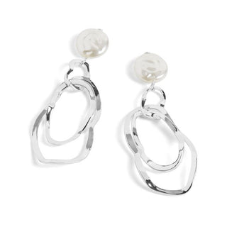 Whispers Silver Pearl Wave Earrings WN004564