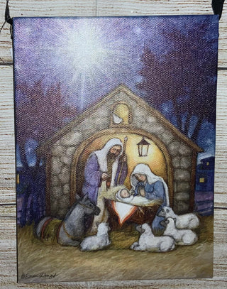 Lighted Nativity Canvas Hanging