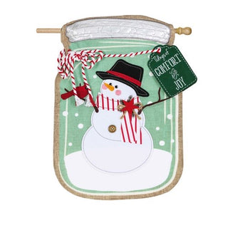 Mason Jar Snowman Applique Standard Flag