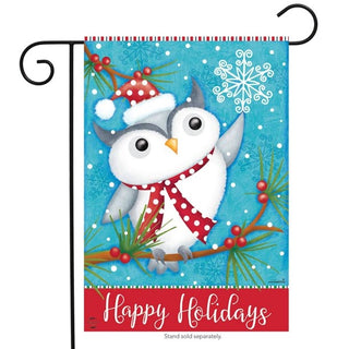 Happy Holidays Owl Garden Flag