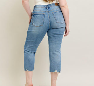 Judy Blue MR Vintage Wash Destroy Hem Kick Flare 88979