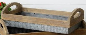Galvanized Metal & Barn Wood Tray