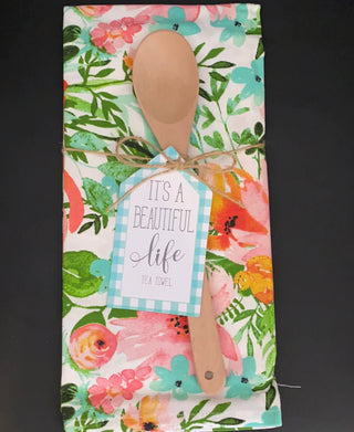 Spring Tea Towel w/Wooden Spoon