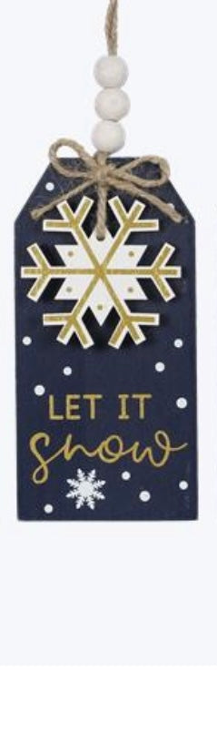 Navy & Gold Winter Tag Ornament