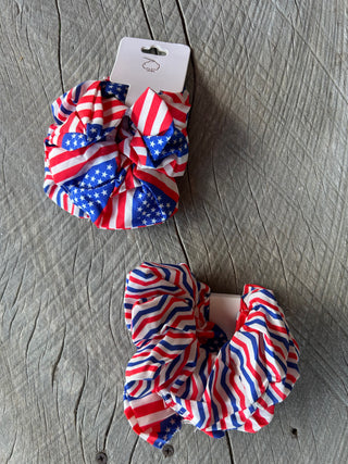 American Flag Hair Scrunchies Set of 2