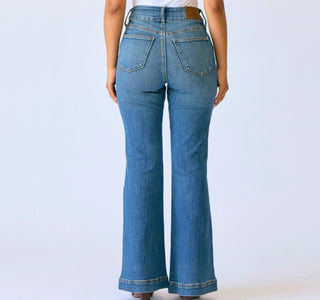Judy Blue HW Petite Flare Tummy Control Double Button 881018
