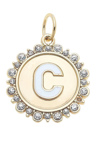 Canvas Style Charmed Rhinestone Letter Disc Charm