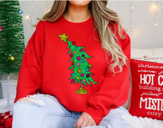 Southern Backroad Tees Christmas Tree Crewneck Red