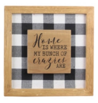 Wood Framed Black & White Wall Sign