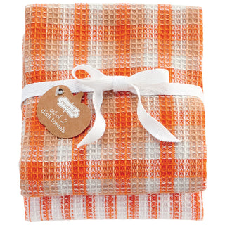 Mudpie Orange Stripe Waffle Weave Set
