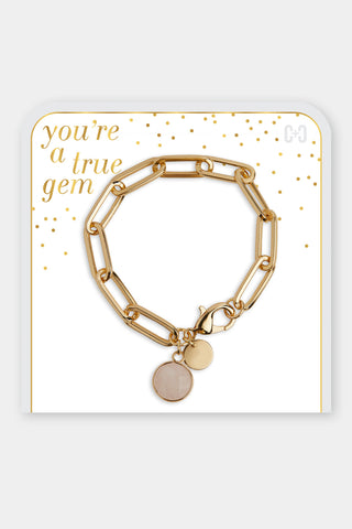 Coco+Carmen You’re a True Gem Paperclip Link Bracelet Pink