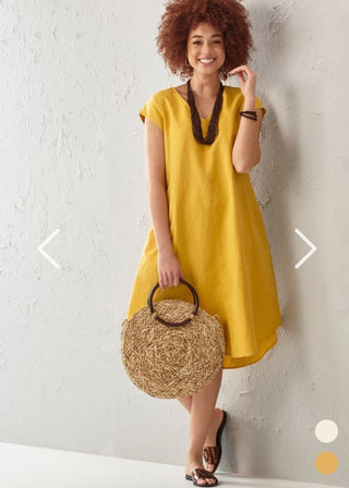 Charlie Paige Linen Blend Vee Shift Dress