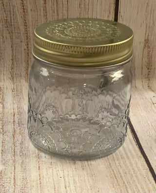 Colorful Floral Design Glass Jar w/Lid