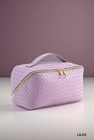 Zenana Woven Vegan Leather Cosmetic Makeup Bag Lilac