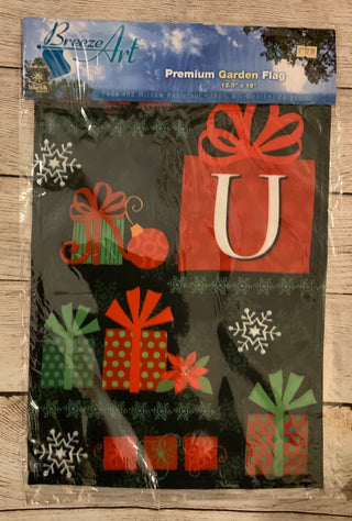 Christmas Present Monogram Garden Flag