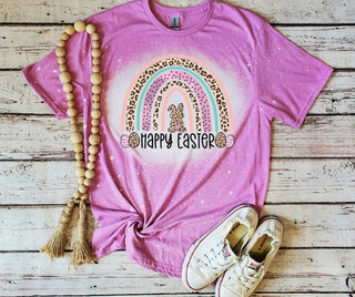 Southern Backroad Tees Happy Easter Bleached Rainbow Tee