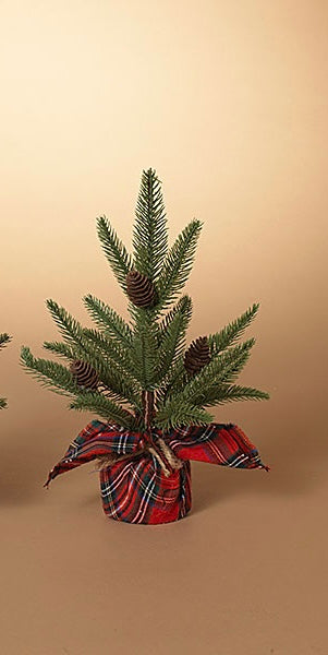 Pine Tree w/Red Plaid Wrap 12”