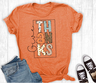 Rebel Rose Give Thanks Doodle T-Shirt Orange