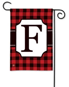 Red & Black Check Monogram Garden Flag