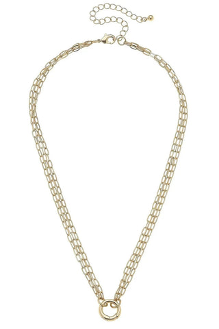 Canvas Style Celia 3-Row Dainty Charm Necklace Base Shiny Gold