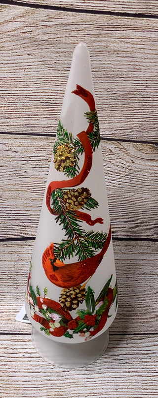 Glass Cardinal Tabletop Tree