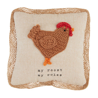 Chicken Crochet Farm Pillow
