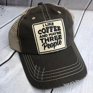 "I like Coffee and maybe 3 People" Vintage Trucker Cap