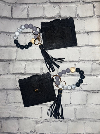 Zenana Beaded Bracelet Keychain Card Holder Wallet Black