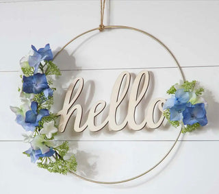 Blue & White Floral Hoop Wall Decor