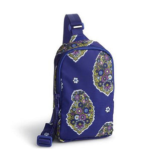 Vera Bradley Ripstop Polyester Small Lorman Sling Backpack Kew Gardens Blue