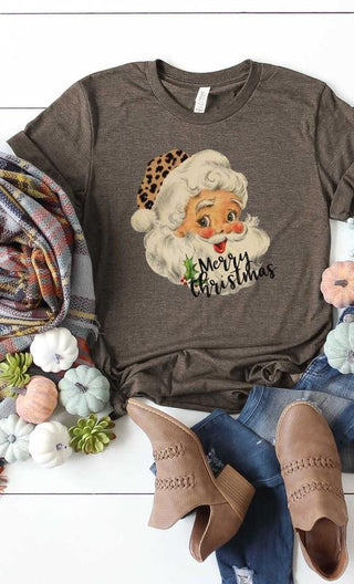 Kissed Apparel Leopard Hat Retro Santa Tee