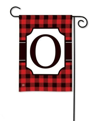Red & Black Check Monogram Garden Flag