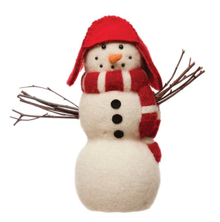 Wool Felt Snowman, 10.5”