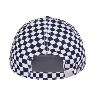 Zenana Checkered Pattern Baseball Cap Black