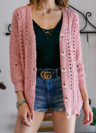 Adora Cable Knit Button Up Cardigan