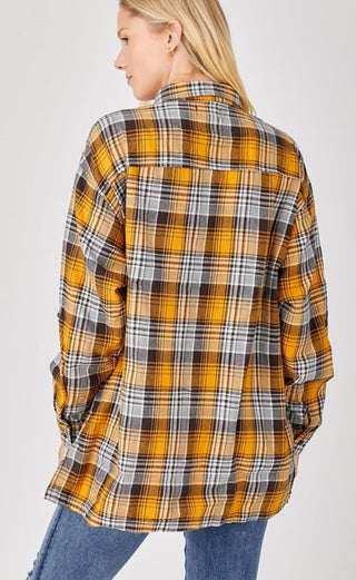 Risen Buffalo Plaid Oversized Shirt Yellow