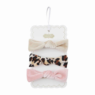 Mudpie Taupe Leopard Velvet Bow Set